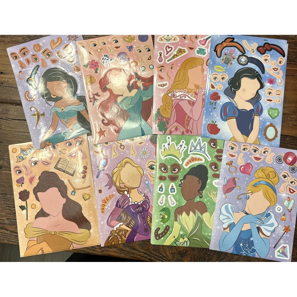 NEW Princess Make-a-face Stickers DIY Party Favors Crafts 40 pieces